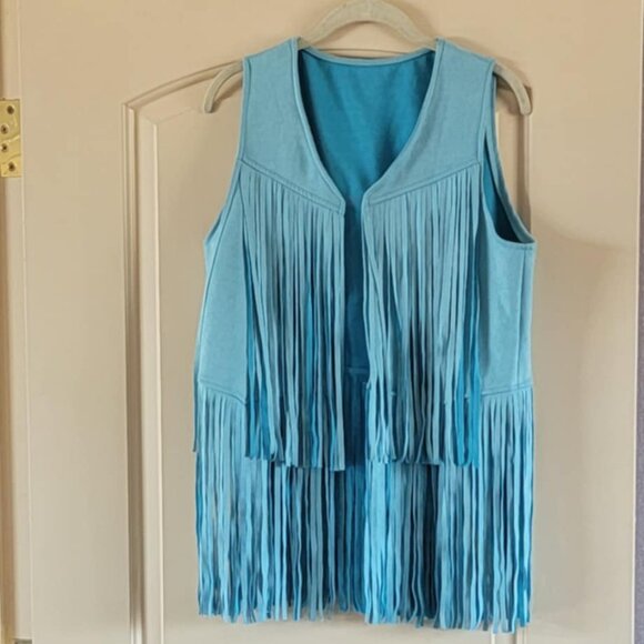 Jackets & Blazers - Chic Western/Boho Blue Vest